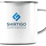 Emaille-Tasse mit Shirtigo-Cockpit-Logo